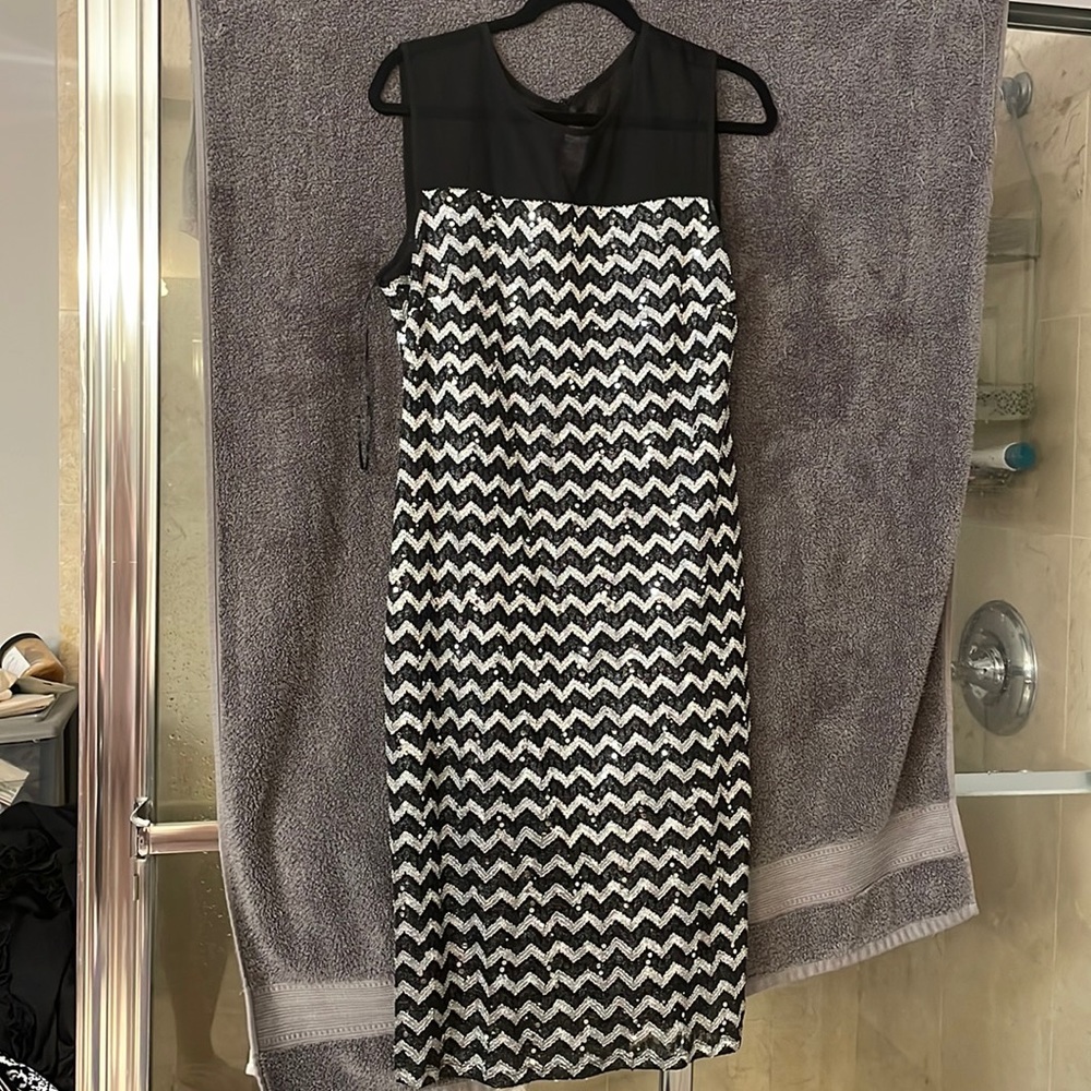Black and white sequin dress